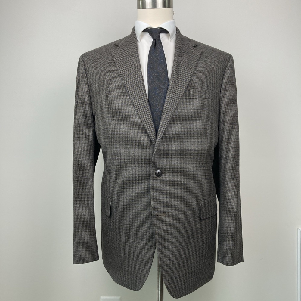 Michael Kors Men's Blazer Jacket Classic-Fit 46L Brown Herringbone